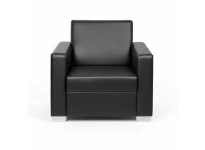 Schwarzer Ledersessel Designer Polster Einsitzer Wohnzimmer Relax Sitzer