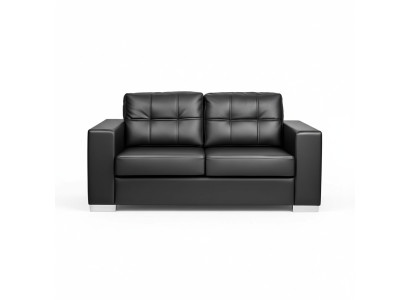 Schwarzer Wohnzimmer 2-Sitzer Luxus Leder Relax Couch Modernes Design