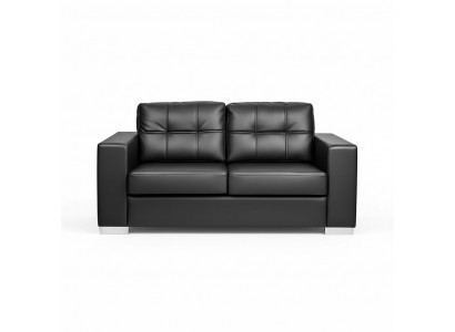 Schwarzer Wohnzimmer 2-Sitzer Luxus Leder Relax Couch Modernes Design