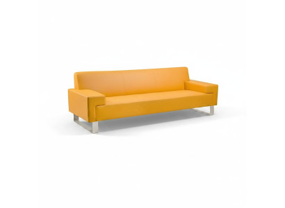 Oranger 3-Sitzer Polster Sofa Leder Couch Dreisitzer Wohnzimmer Sofa