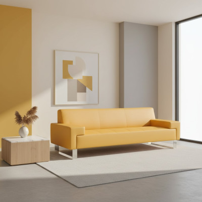 Gelbes 2-Sitzer Sofa Polster Wohnzimmer Couch Zweisitzer Stilvoller 2-er