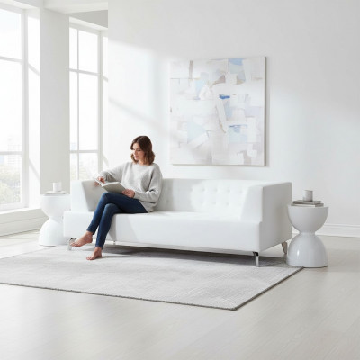 Weißer Zweisitzer Luxus Sofa Moderner 2-Sitzer Clubsofa Lounge Couch Neu