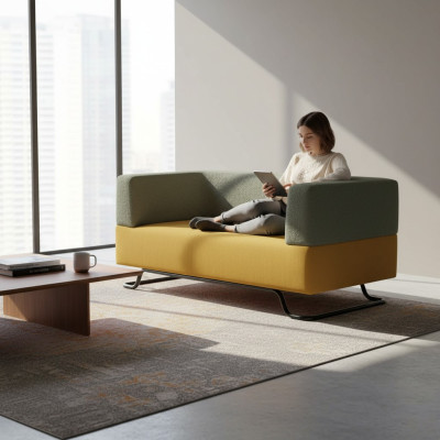 Zweifarbiger 2-Sitzer Hochwertiges Polster Designer Wonhnzimmer Couch