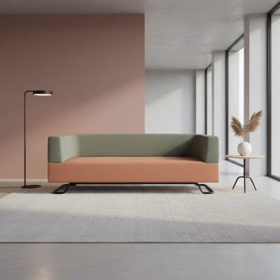 Zweifarbiges Sofa Grüner 3-Sotzer Polster Wohnzimmer Designer Couch