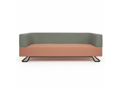Zweifarbiges Sofa Grüner 3-Sotzer Polster Wohnzimmer Designer Couch