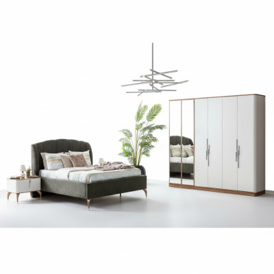 Schlafzimmer Set Luxus Komplettes Bett 2x Nachttisch Kleiderschrank 4tlg Neu