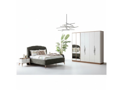 Schlafzimmer Set Luxus Komplettes Bett 2x Nachttisch Kleiderschrank 4tlg Neu