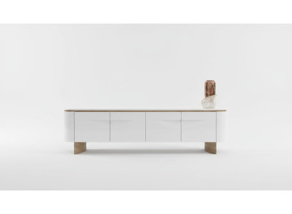 TV Ständer stilvoll RTV Lowboard Wohnwand Sideboard Weiß Holz Modern Design