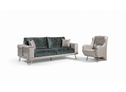 Sofagarnitur 3+1 Sitzer+Couchtisch Modern Beistelltisch Textil Komplett Beige