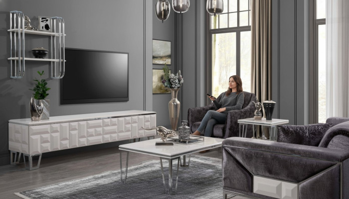 Wohnwand TV Wand Holz Modern Stil Regal Wohnzimmer Möbel Schrank rtv tv Ständer