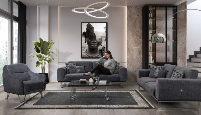 Sofagarnitur 3+3+1 Sitzer Wohnzimmer Komplett Sofas Set Modern Set Couchtisch
