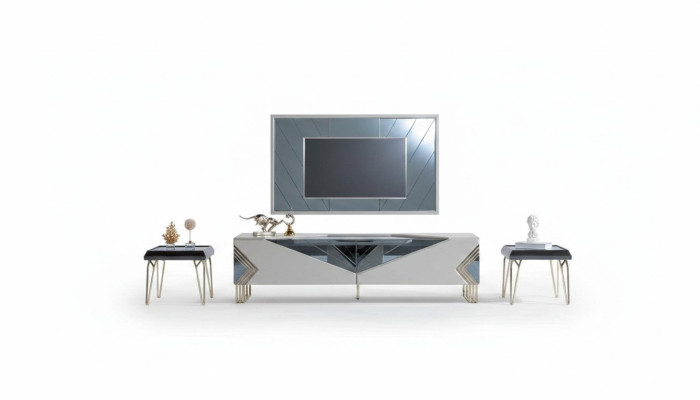 Moderne Weiße Wohnwand Garnitur Designer TV-Sideboard Luxus TV-Rahmen
