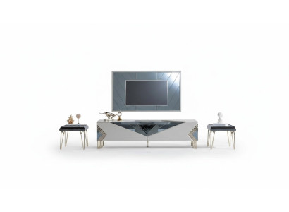 Moderne Weiße Wohnwand Garnitur Designer TV-Sideboard Luxus TV-Rahmen