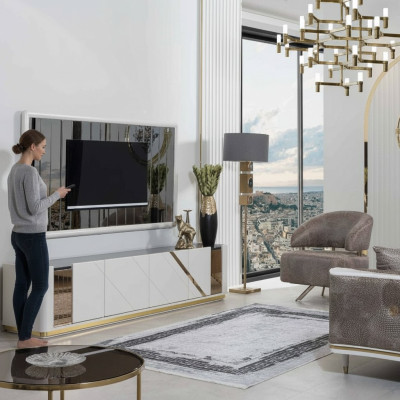 Moderne Wohnzimmer Möbel Designer TV-Ständer Luxuriöser TV-Rahmen 2tlg