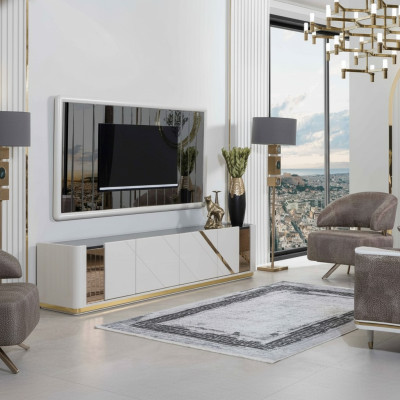Moderne Wohnzimmer Möbel Designer TV-Ständer Luxuriöser TV-Rahmen 2tlg