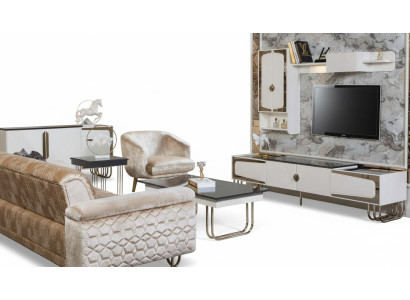 Exklusiver Edelstahl TV-Schrank Designer Wandregal Luxus Wohnzimmer Set