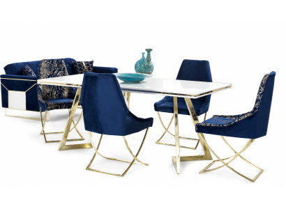 Exklusive Weiße Esszimmer Garnitur Luxuriöser Esstisch x4 Stühle 7tlg