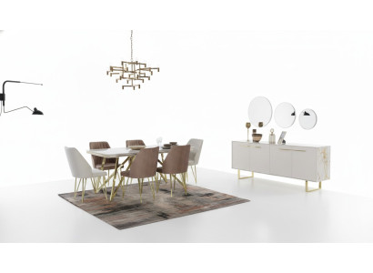Exklusive Esszimmer Möbel Designer Edelstahl Garnitur Esstisch Stühle