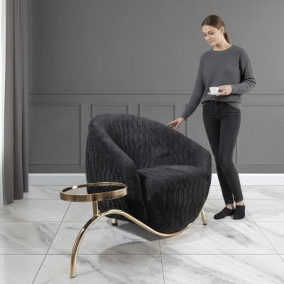 Schwarzer Clubsessel Designer Cocktailsessel Moderner Einsitzer Sessel