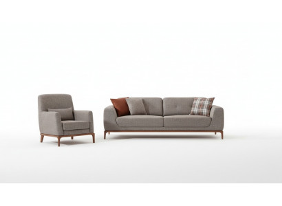 Luxus Sofagarnitur Sofa 3 Sitzer Sessel Stoff Modern Grau Modern Set neu