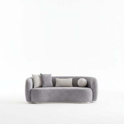 Sofa 4 Sitzer Polstersofa Grau Textill Sitz Design Stoff Modern Couch Sofas