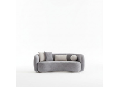 Sofa 4 Sitzer Polstersofa Grau Textill Sitz Design Stoff Modern Couch Sofas