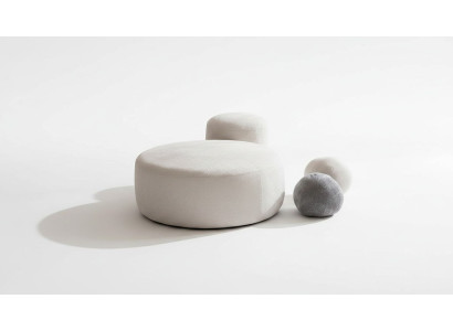 Weißer Luxus Polster Hocker Rundhocker Sitzmöbel Designer Stilvolle Möbel