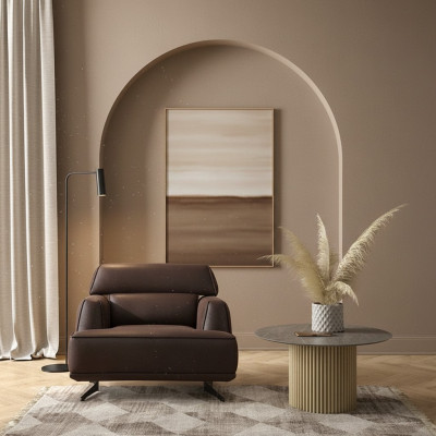 Designer Brauner Sessel Polstermöbel Lounge Einsitzer Wohnzimmer Möbel