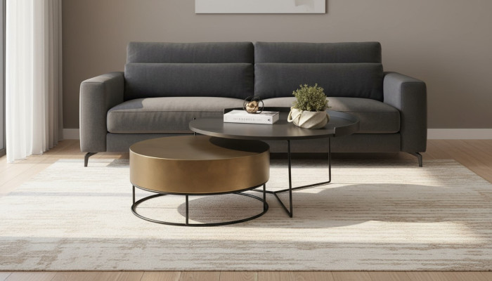 Designer 2x Couchtische Moderner Runder Beistelltisch Metalltisch Set