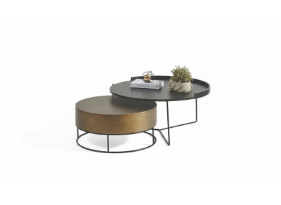 Designer 2x Couchtische Moderner Runder Beistelltisch Metalltisch Set