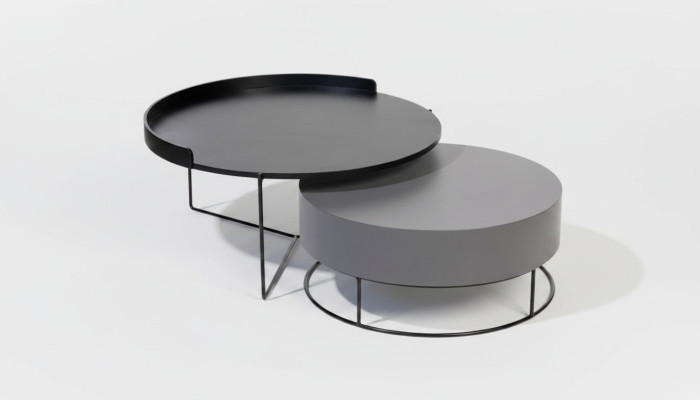 Runde Set 2x Couchtisch Grau Kaffeetisch Beistelltisch Wohnzimmer Tische