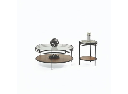 Modernes Couchtisch-Set Designer Rundtisch Glastisch Kaffeetisch 2tlg