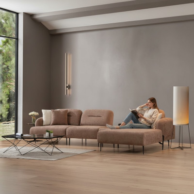 Braunes Wohnzimmer Ecksofa Designer Polster Wohnlandschaft L-Form Couch