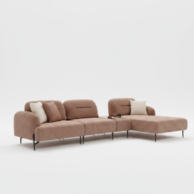 Braunes Wohnzimmer Ecksofa Designer Polster Wohnlandschaft L-Form Couch