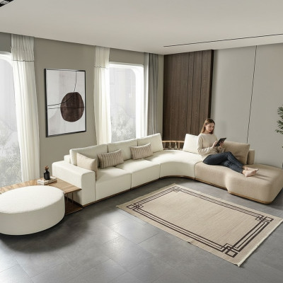 Weißes Ecksofa Moderne Wohnzimmer Möbel Designer Couch Textil Sofa 2TLG