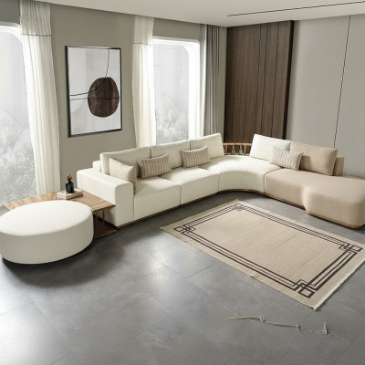 Weißes Ecksofa Moderne Wohnzimmer Möbel Designer Couch Textil Sofa 2TLG