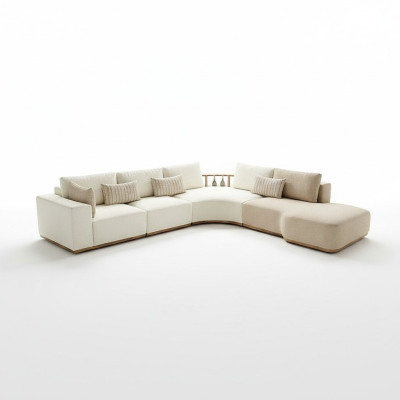 Weißes Ecksofa Moderne Wohnzimmer Möbel Designer Couch Textil Sofa 2TLG