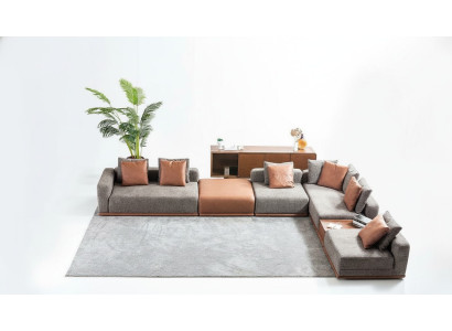 Graues Polstersofa Eckgarnitur L-Form Ecksofa Modernes Stoffsofa Couch