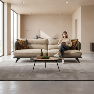 Luxus Sofagarnitur Sofa 3 Sitzer Sessel Stoff Modern Mehrfarbig Modern Set neu