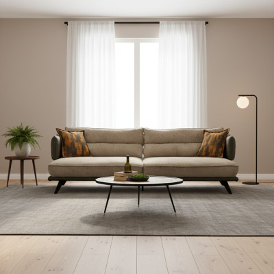 Luxus Sofagarnitur Sofa 3 Sitzer Sessel Stoff Modern Mehrfarbig Modern Set neu