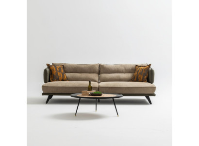 Sofa 3 Sitzer Polstersofa Mehrfarbig Textill Sitz Design Stoff Modern Sofas