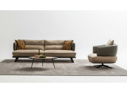 Luxus Sofagarnitur Sofa 3 Sitzer Sessel Stoff Modern Mehrfarbig Modern Set neu