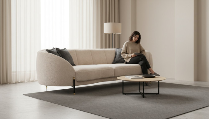 Couch Polster Beige Design Sofa 4 Sitz Sofas Textil Design Sofa Möbel neu