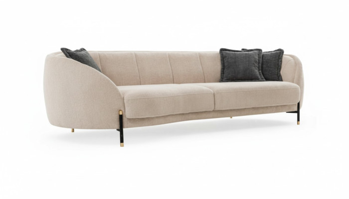 Couch Polster Beige Design Sofa 4 Sitz Sofas Textil Design Sofa Möbel neu