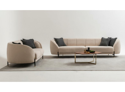 Modern Sofa 3 Sitzer Beige Hochwertig Polster Sofas Design Textil neu