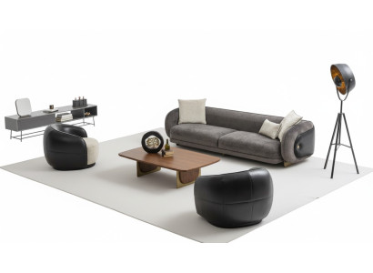 Moderner Grau Sofagarnitur set 3 Sitzer Sofas 2x Sessel Wohnzimmer set
