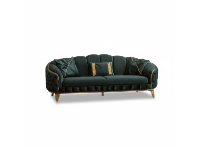 Chesterfield 2x 3 Sitzer Couch Polster Sitz Textil Stoff Couchen Sofa