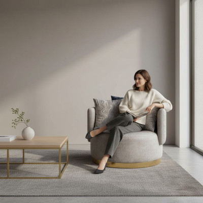 Design Sessel Luxus Einsitzer Modern Lehn Textil 1 Sitz Möbel Einsitzer