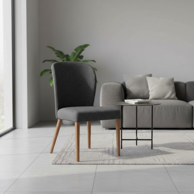 Grauer Moderner Holzstuhl Polster Lehnstühle Designer Einsitzer Sessel