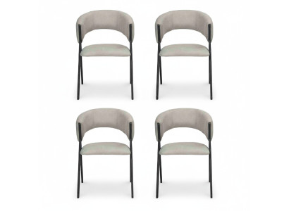 Esszimmer Textil Gruppe Set 4x Sessel Stuhl Design Stoff Polster Stühle